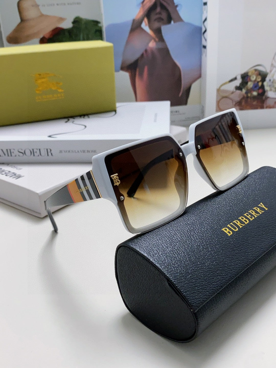 Burberry Oversized Brown Lens Sunglasses for Women - 416063 - detail image 7
