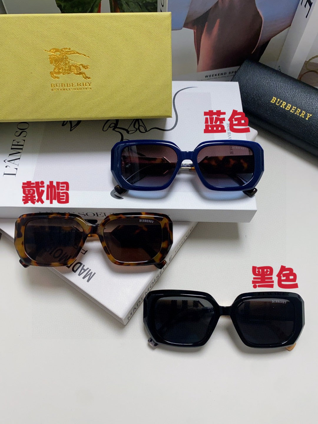 Burberry Rectangular Black Lens Sunglasses for Men & Women - 449606 - detail image 9