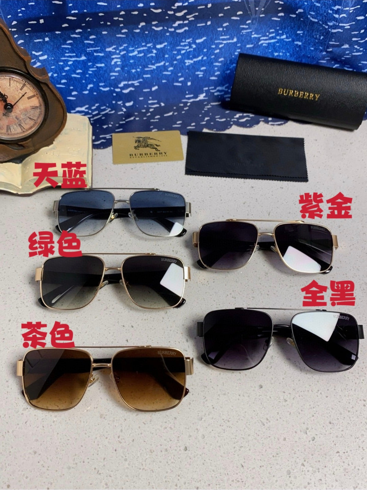 Burberry Metal Square Silver Lens Sunglasses for Men & Women - 449628 - detail image 12