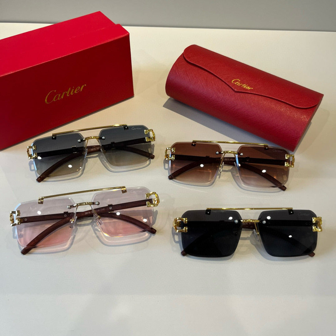 Cartier Lightweight Metal Rimless Silver Lens Sunglasses for Men & Wo - 935102 - detail image 10