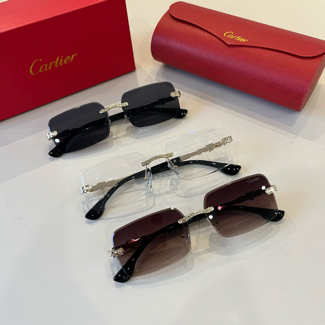 Cartier Lightweight Metal Rimless Silver Lens Sunglasses for Men & Wo - 998272 - detail image 10