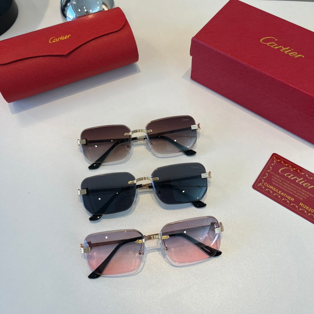 Cartier Lightweight Metal Rimless Silver Lens Sunglasses for Men & Wo - 372281 - detail image 10