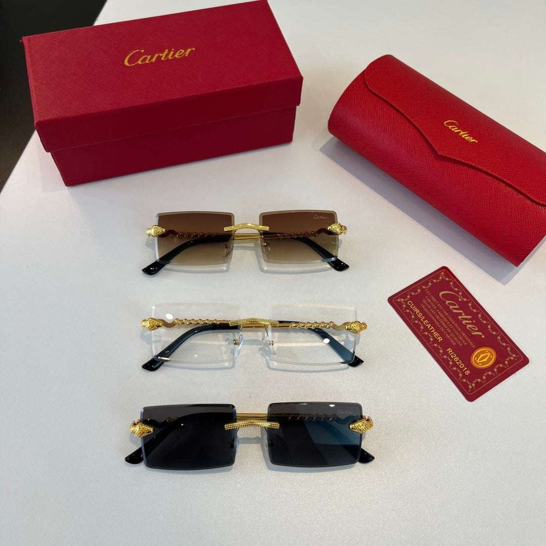 Cartier Lightweight Metal Rimless Brown Lens Sunglasses for Men & Wom - 399048 - detail image 10