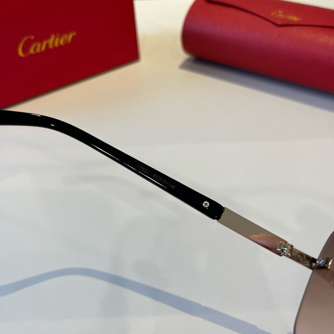 Cartier Lightweight Metal Rimless Brown Lens Sunglasses for Men & Wom - 415927 - detail image 10
