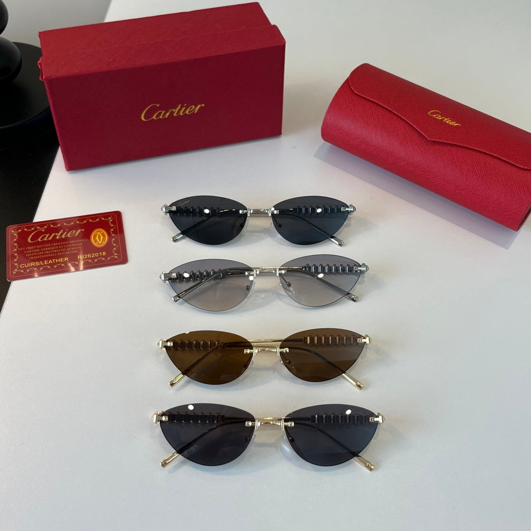 Cartier Lightweight Metal Rimless Brown Lens Sunglasses for Men & Wom - 399015 - detail image 11