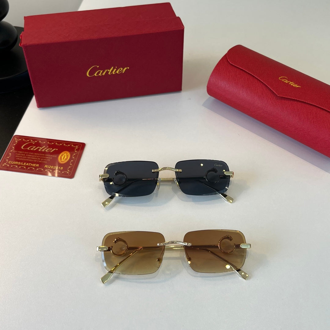 Cartier Lightweight Metal Rimless Silver Lens Sunglasses for Men & Wo - 358476 - detail image 11