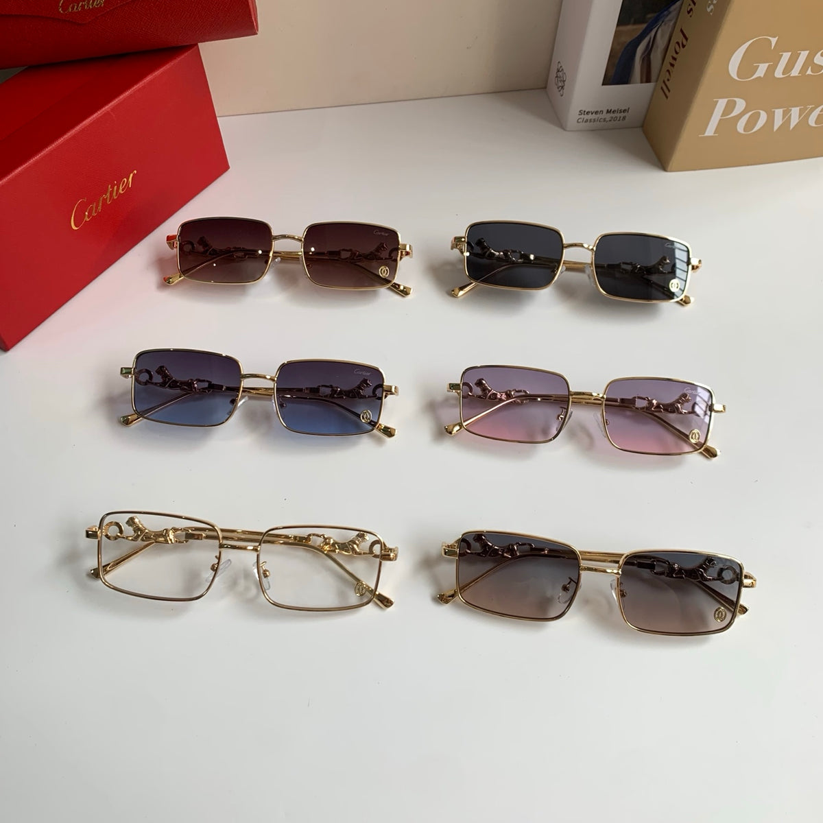 Cartier Metal Square Brown Lens Sunglasses for Men & Women - 158500 - detail image 9
