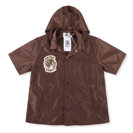 SAINT VANITY Embroidered Sporty Zipper Short-sleeved Jacket