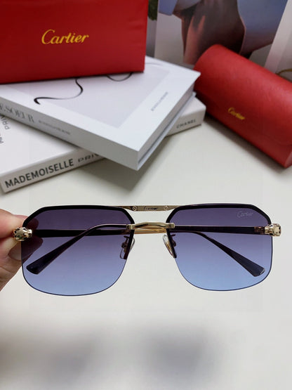 Cartier Metal Square Blue Lens Sunglasses for Men & Women - 449453 - detail image 2