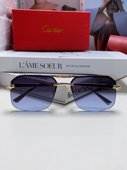 Cartier Metal Square Blue Lens Sunglasses for Men & Women - 449453 - detail image 5