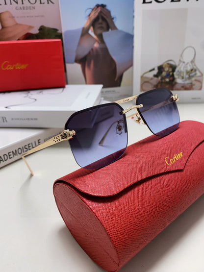 Cartier Metal Square Blue Lens Sunglasses for Men & Women - 449453 - detail image 6