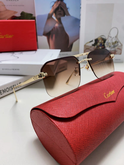 Cartier Metal Square Brown Lens Sunglasses for Men & Women - 449455 - detail image 7