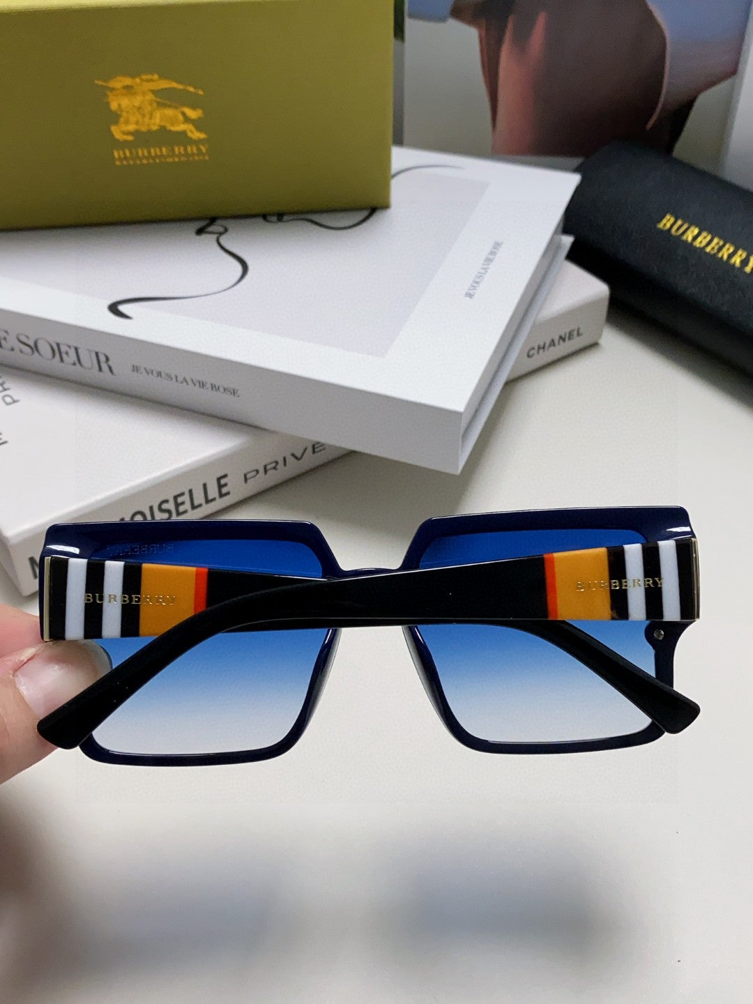 Burberry Oversized Blue Lens Sunglasses for Women - 416062 - detail image 4