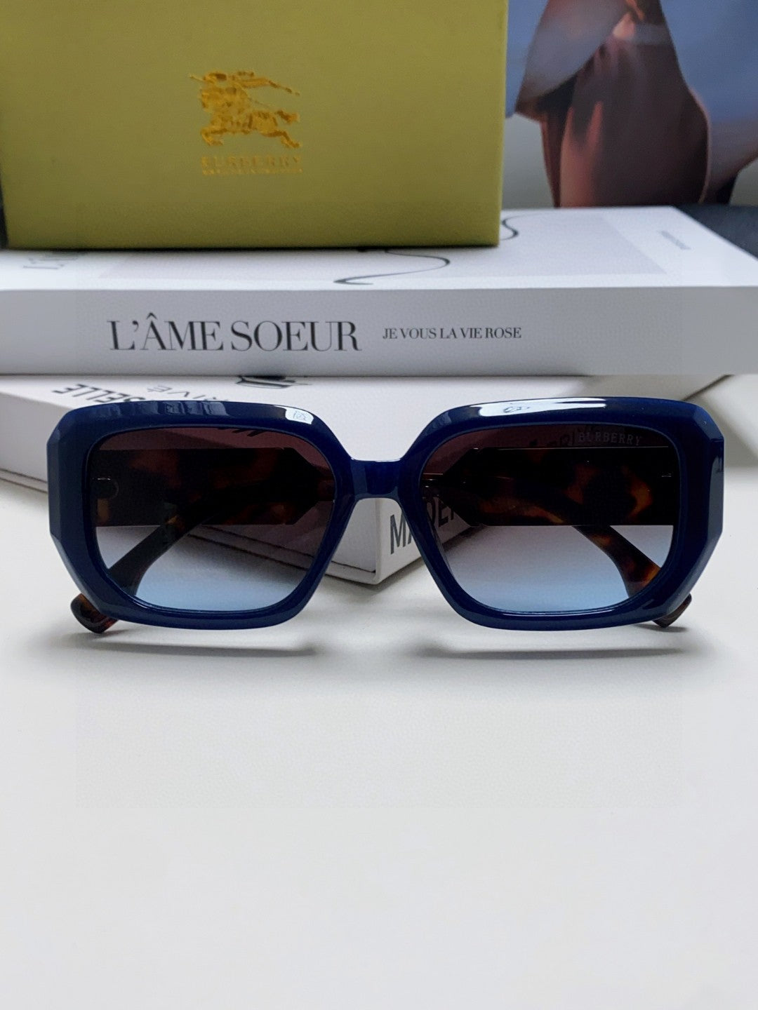 Burberry Rectangular Gray Lens Sunglasses for Men & Women - detail image 6