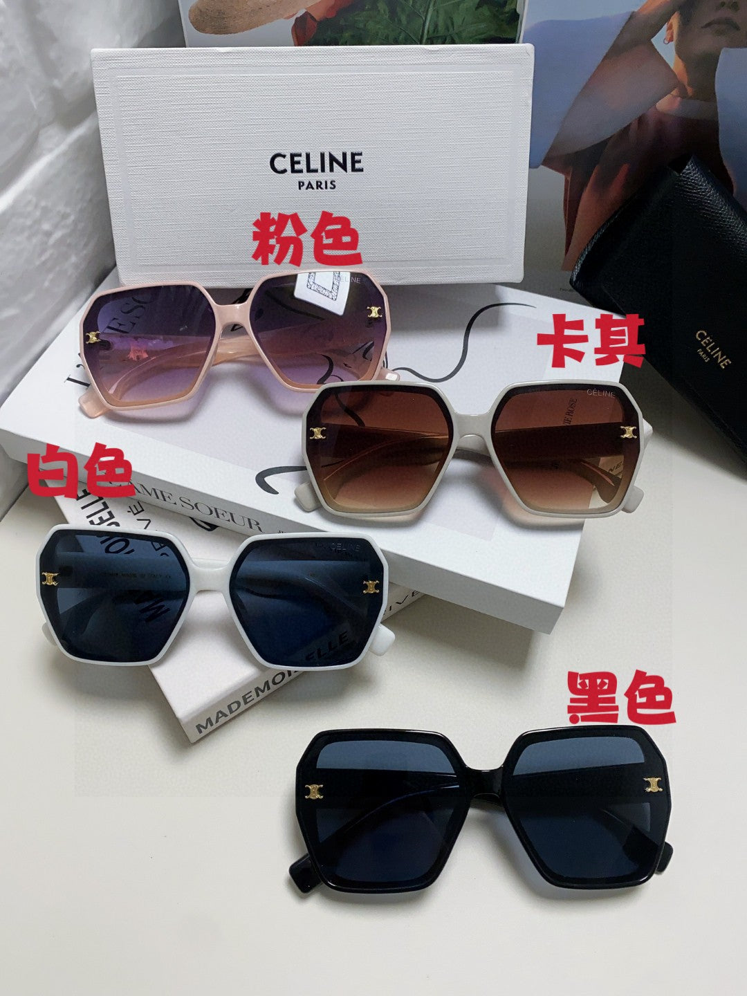 Celine Square Gold Lens Sunglasses for Men & Women - 415652 - detail image 9
