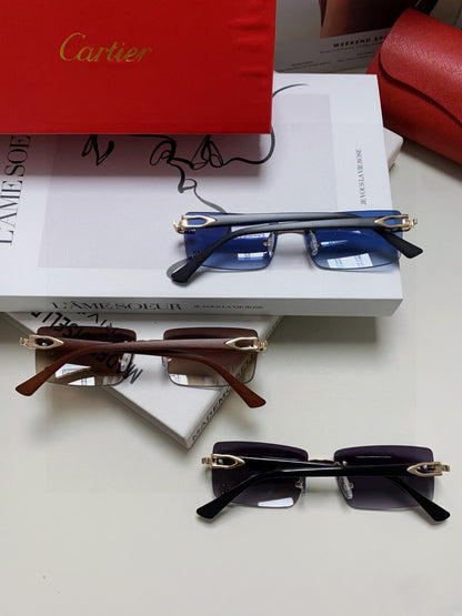 Cartier Blue-Light Rimless Gray Lens Sunglasses for Men & Women - 998249 - detail image 8
