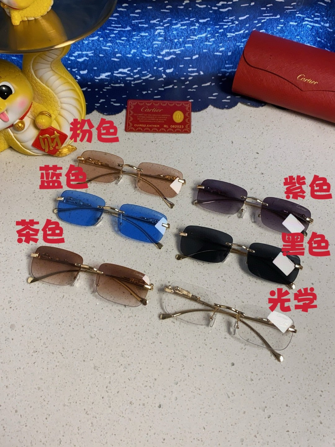 Cartier Fashion Blue Lens Sunglasses for Men & Women - 382742 - detail image 12