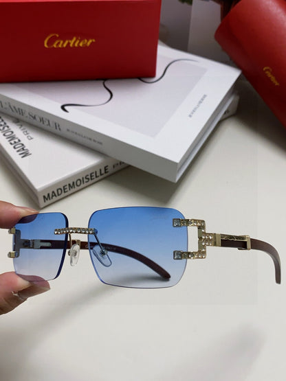 Cartier Lightweight Rimless Blue Lens Sunglasses for Men & Women - 382805 - detail image 5