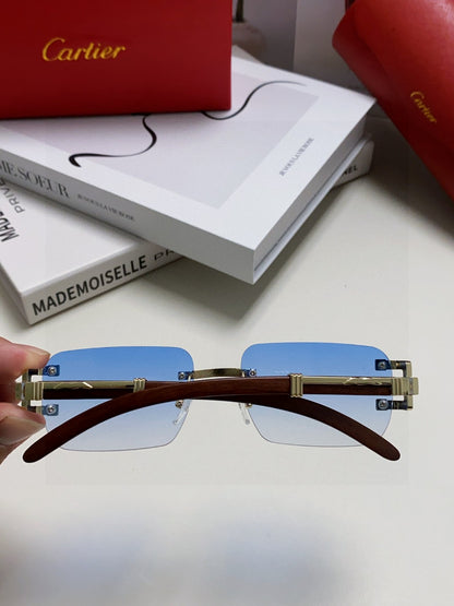 Cartier Lightweight Rimless Blue Lens Sunglasses for Men & Women - 382805 - detail image 4