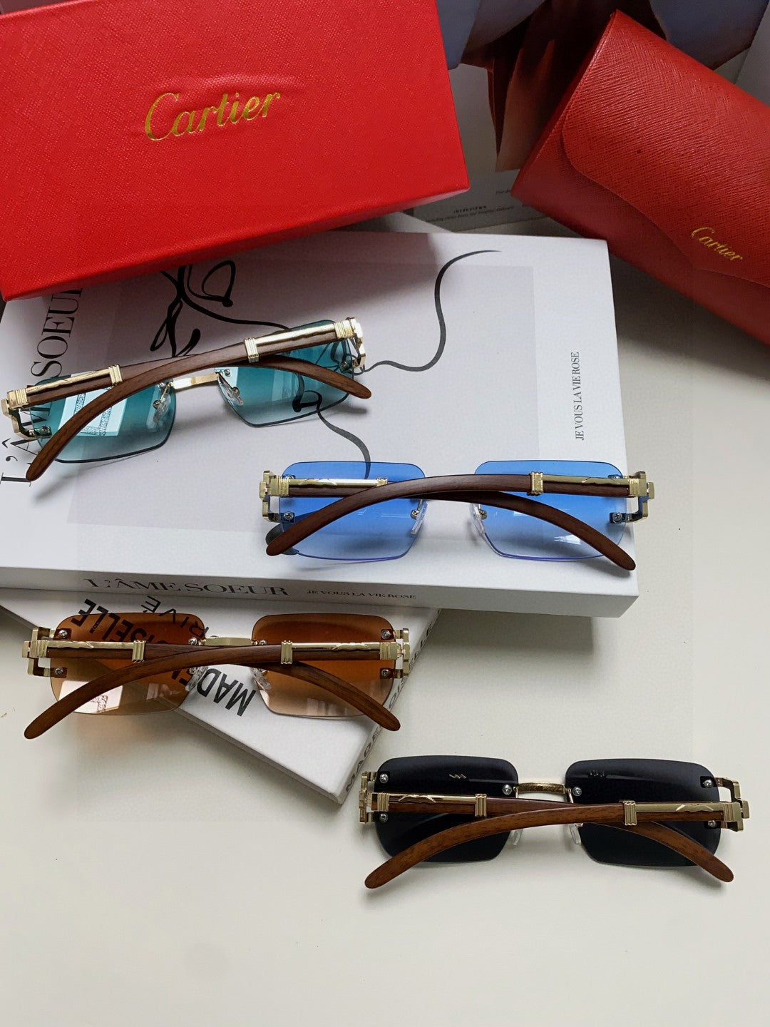 Cartier Lightweight Rimless Silver Lens Sunglasses for Men & Women - 382807 - detail image 8