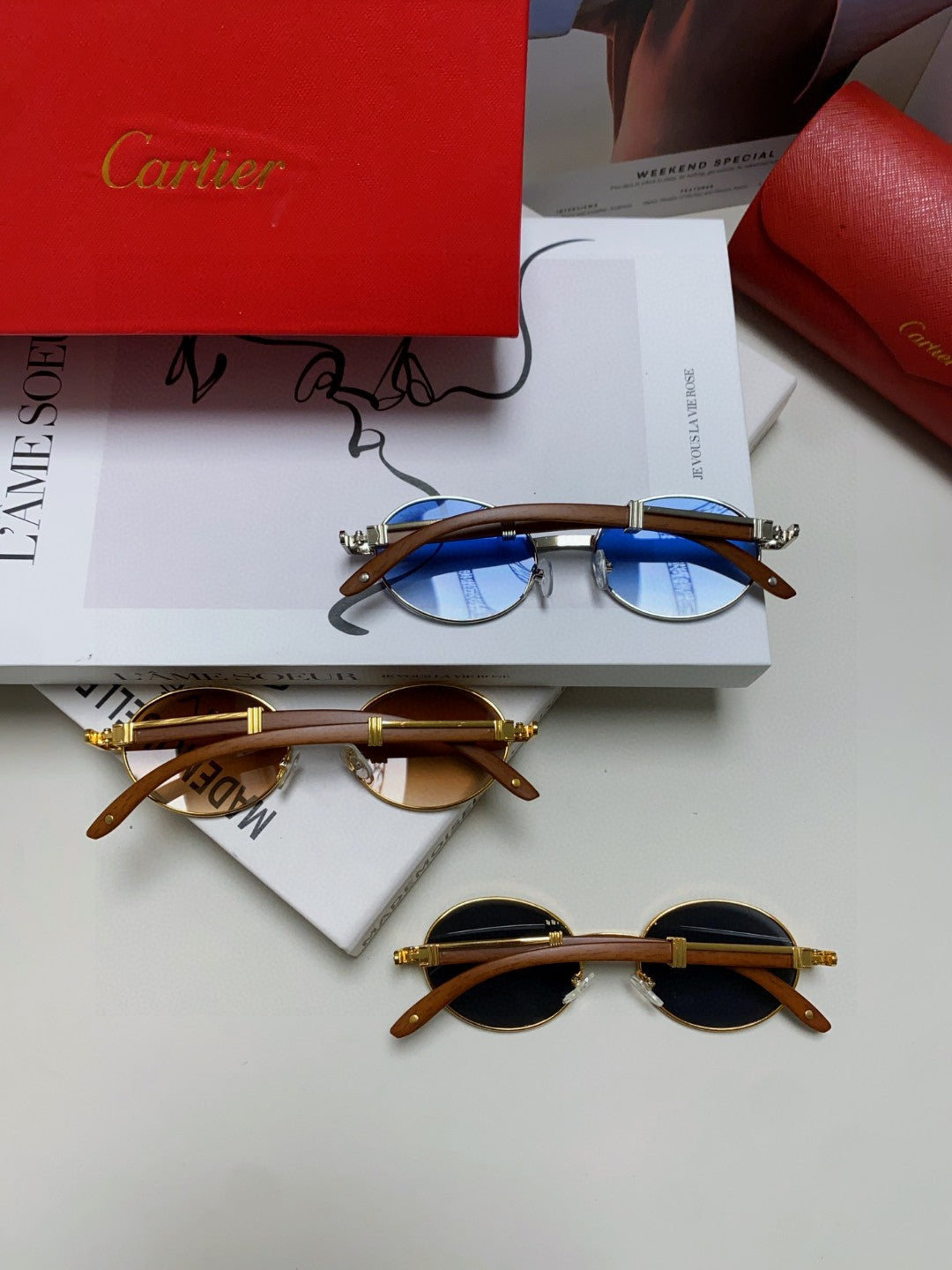 Cartier CT0464S Round Brown Lens Sunglasses for Men & Women - 399029 - detail image 6
