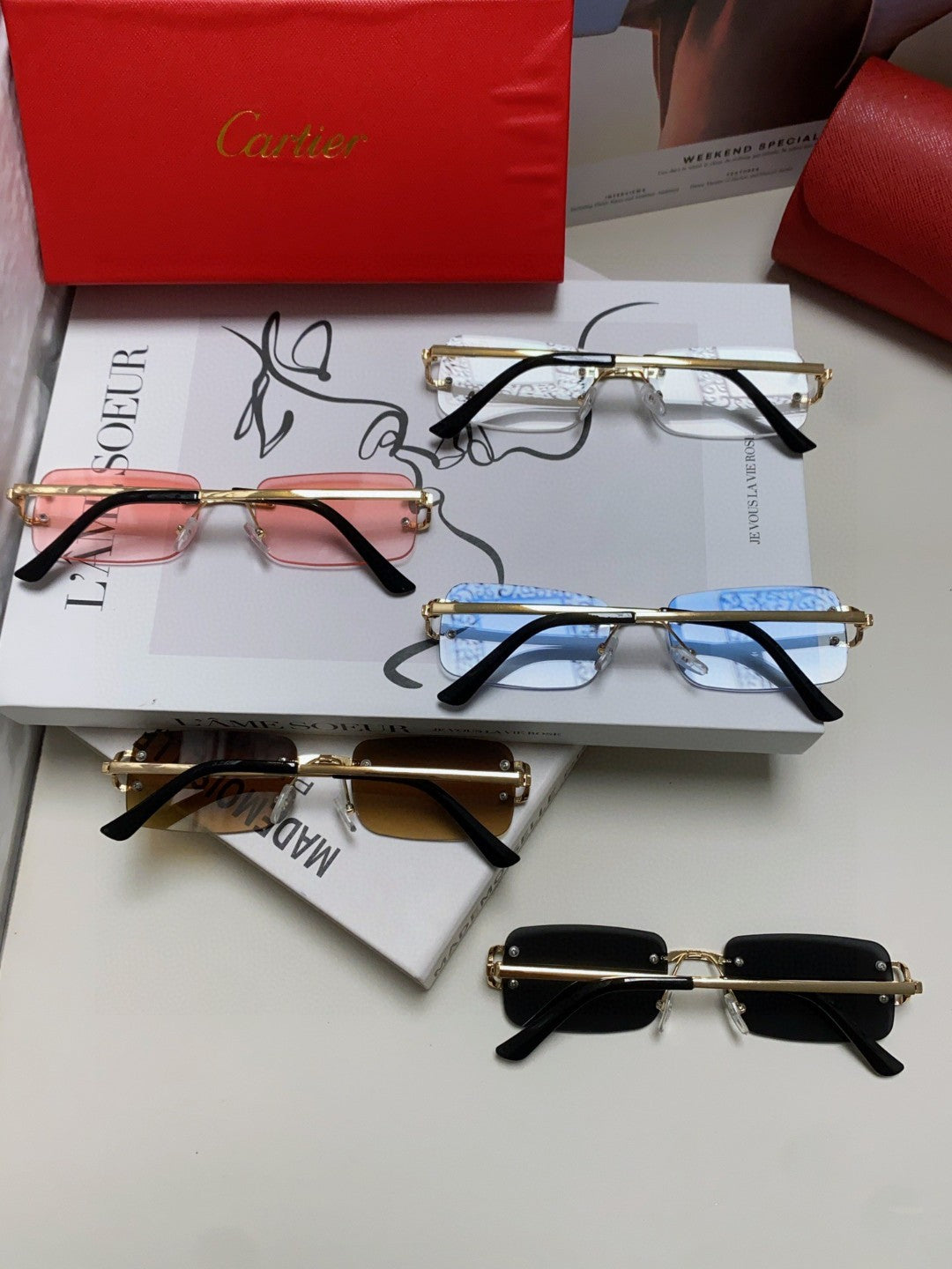 Cartier Lightweight Rimless Silver Lens Sunglasses for Men & Women - 399033 - detail image 7