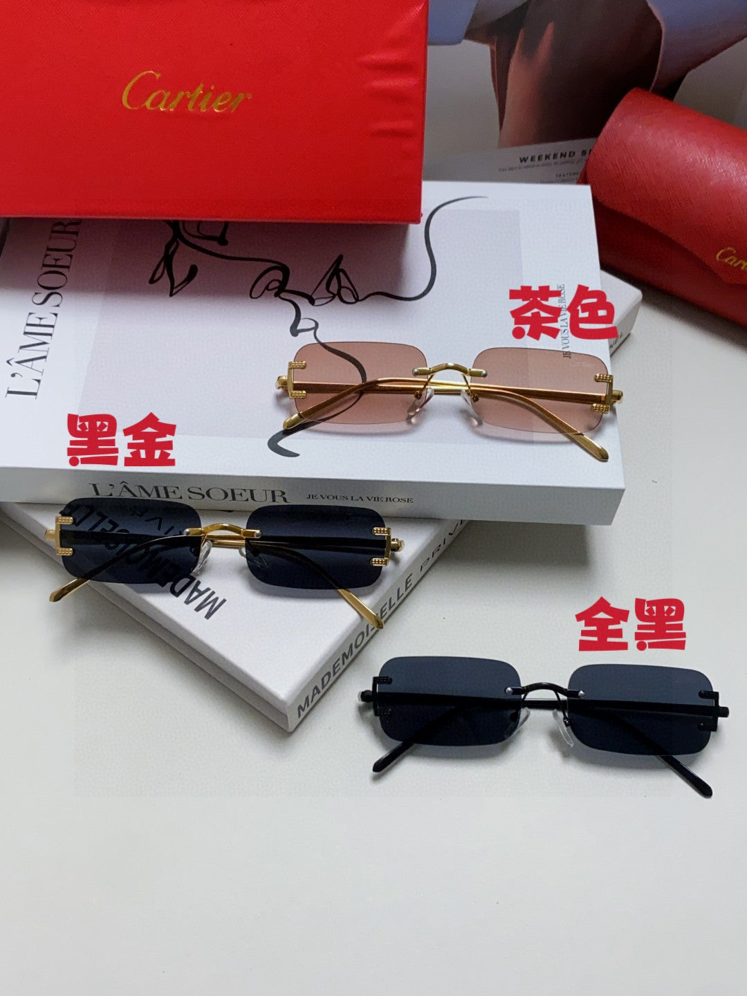 Cartier Lightweight Rimless Gray Lens Sunglasses for Men & Women - 399037 - detail image 9