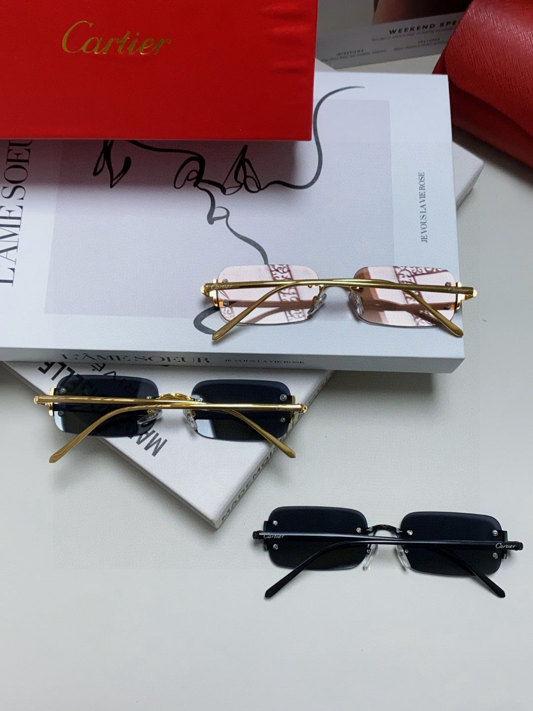 Cartier Lightweight Rimless Silver Lens Sunglasses for Men & Women - 399039 - detail image 7