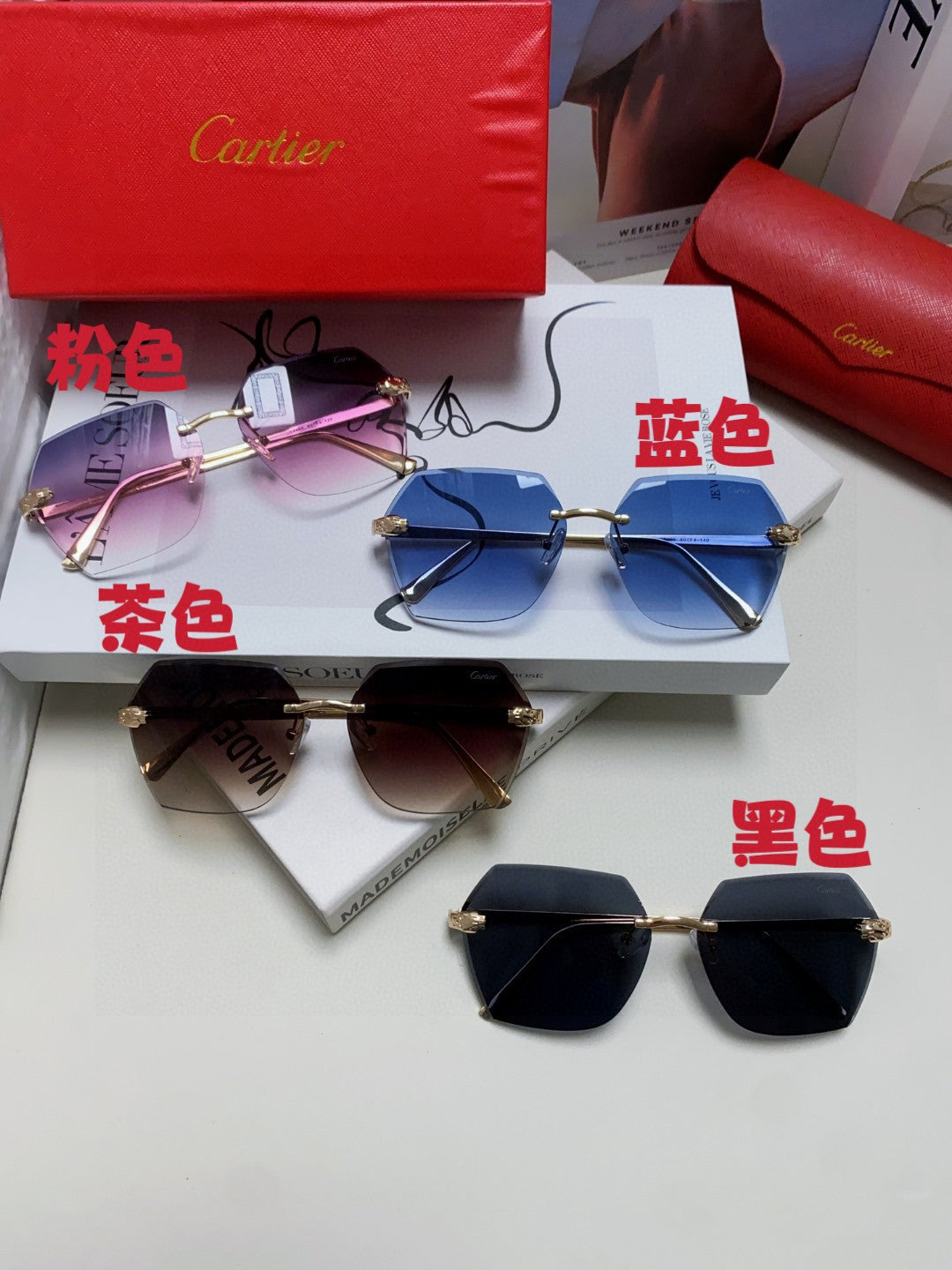 Cartier Photochromic Rimless Blue Lens Sunglasses for Men & Women - 399041 - detail image 8