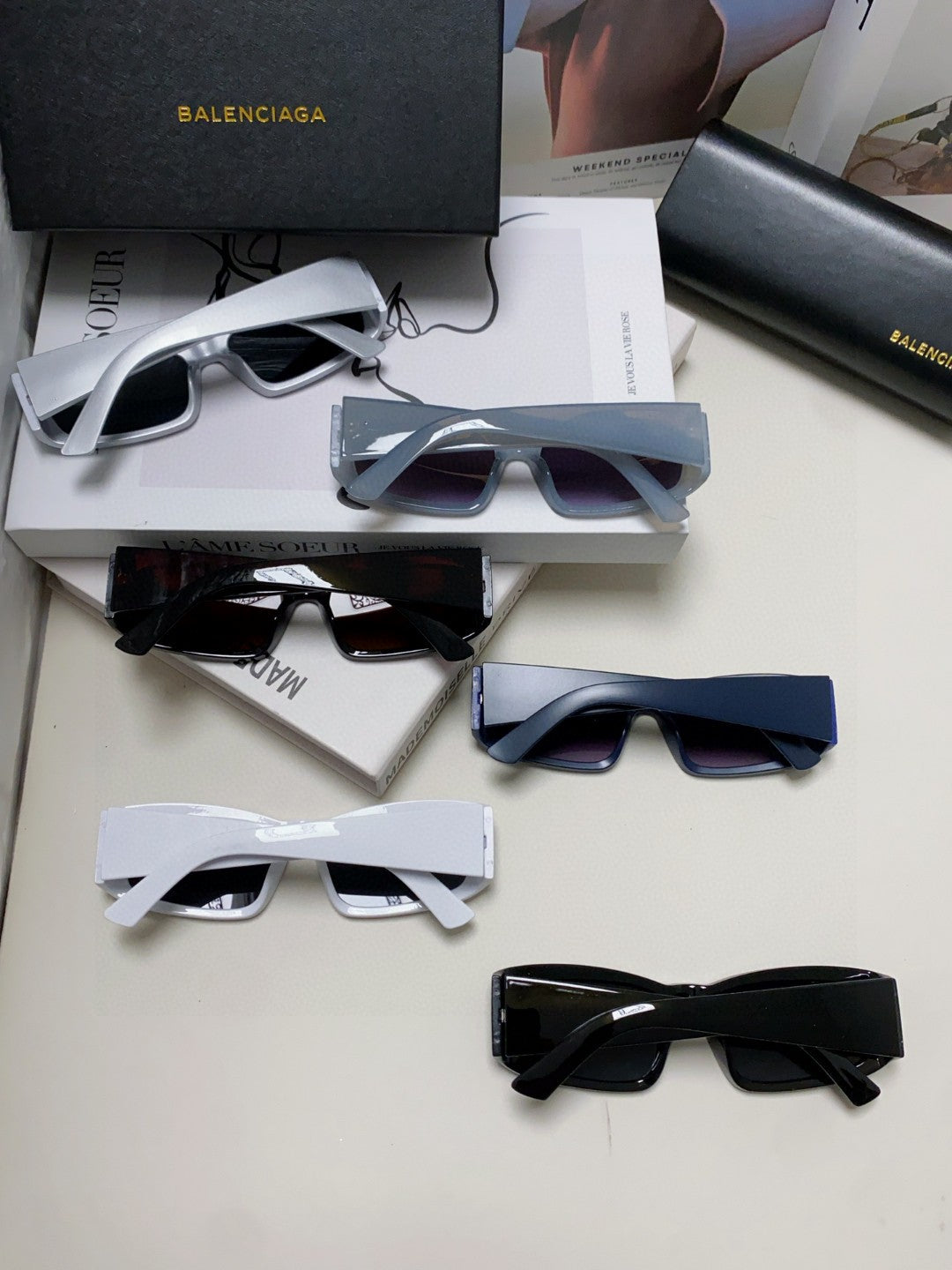 Balenciaga Square Blue Lens Sunglasses for Men & Women - 416105 - detail image 7