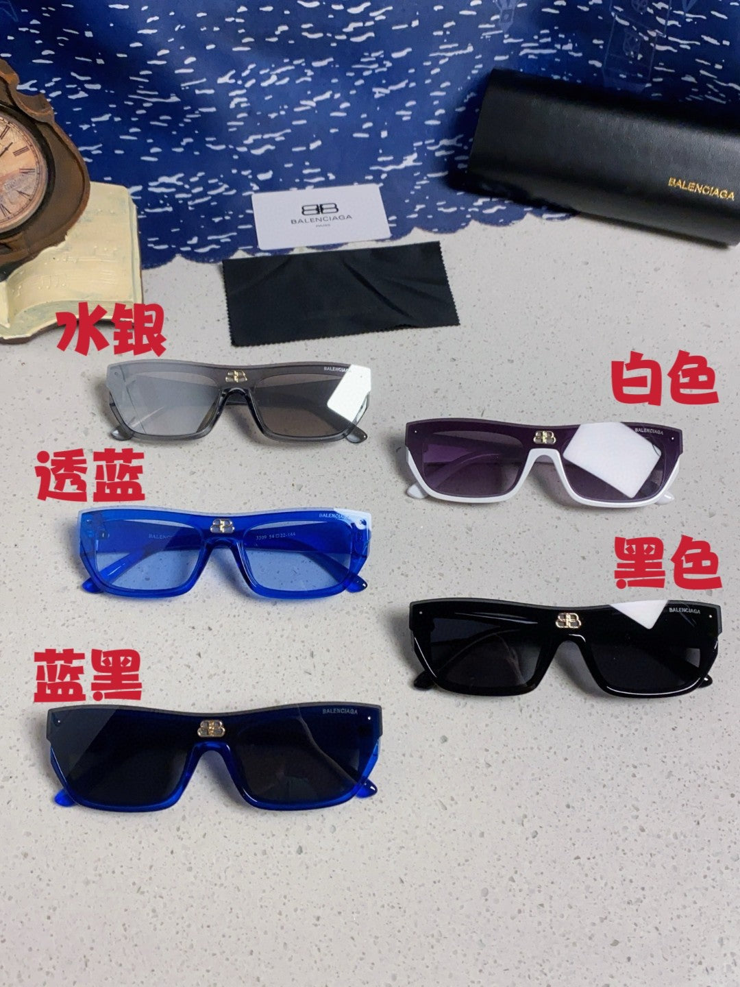 Balenciaga Browline Blue Lens Sunglasses for Men & Women - detail image 12