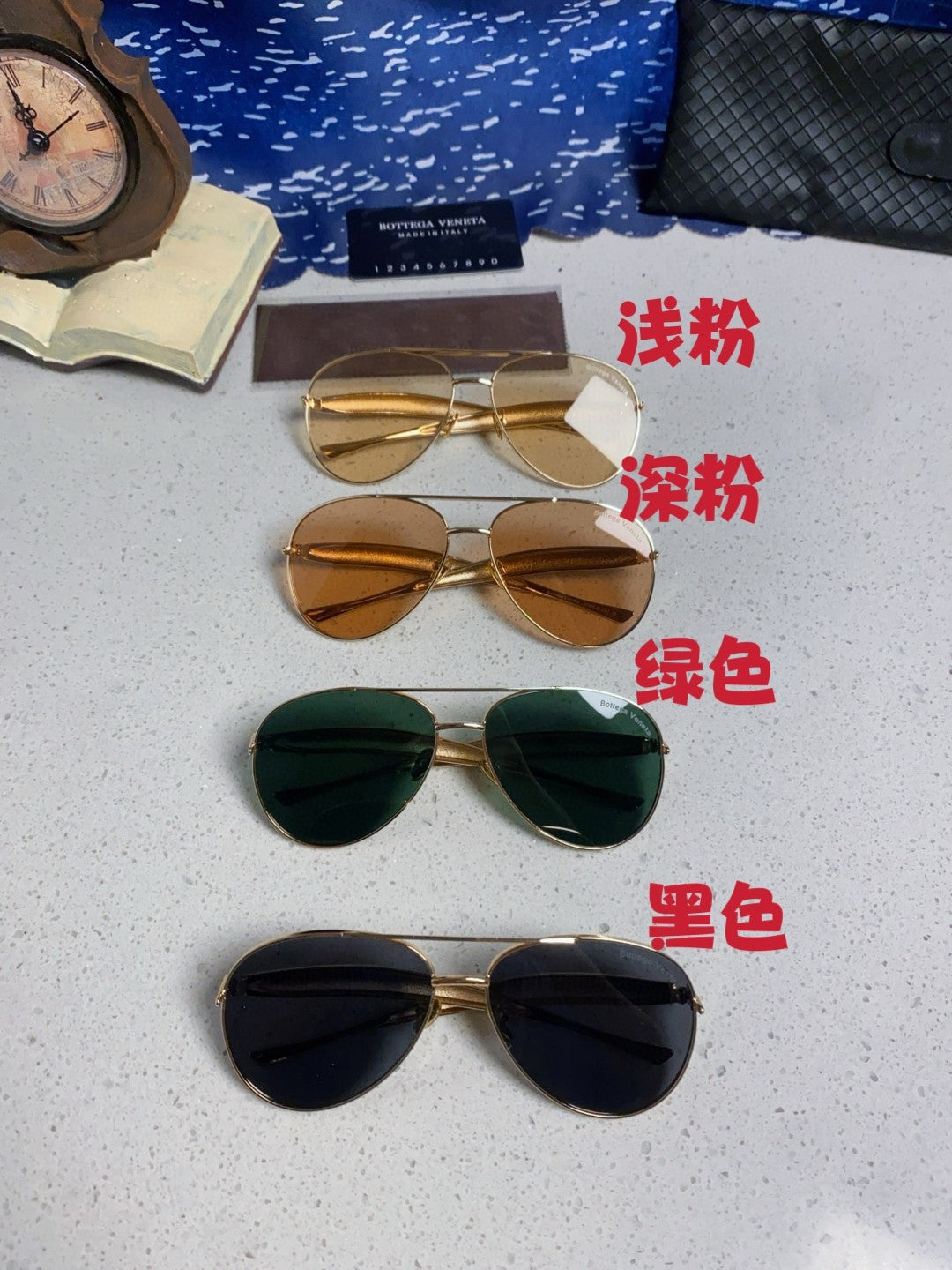 Bottega Veneta Metal Aviator Red Lens Sunglasses for Men & Women - 416429 - detail image 12