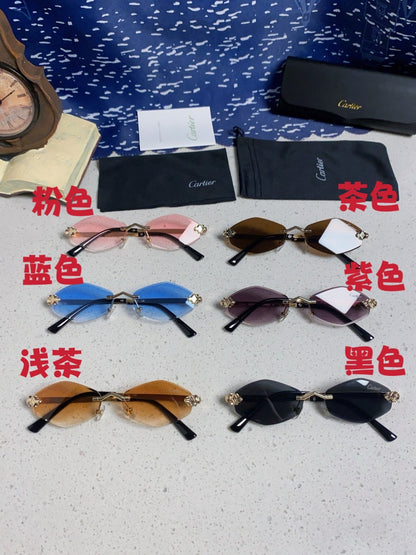 Cartier Lightweight Metal Rimless Silver Lens Sunglasses for Women - 415851 - detail image 12