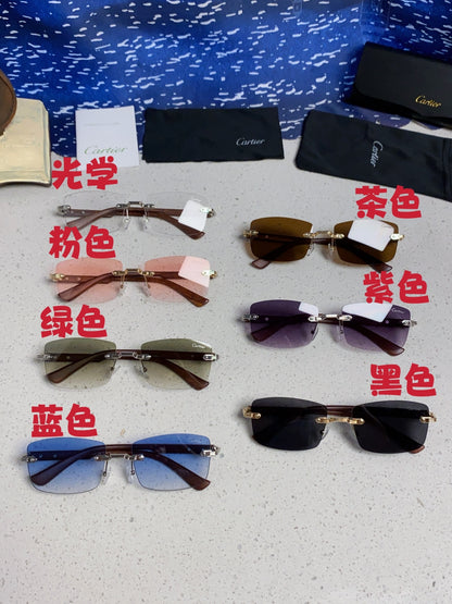 Cartier Lightweight Rimless Brown Lens Sunglasses for Men & Women - 998227 - detail image 12