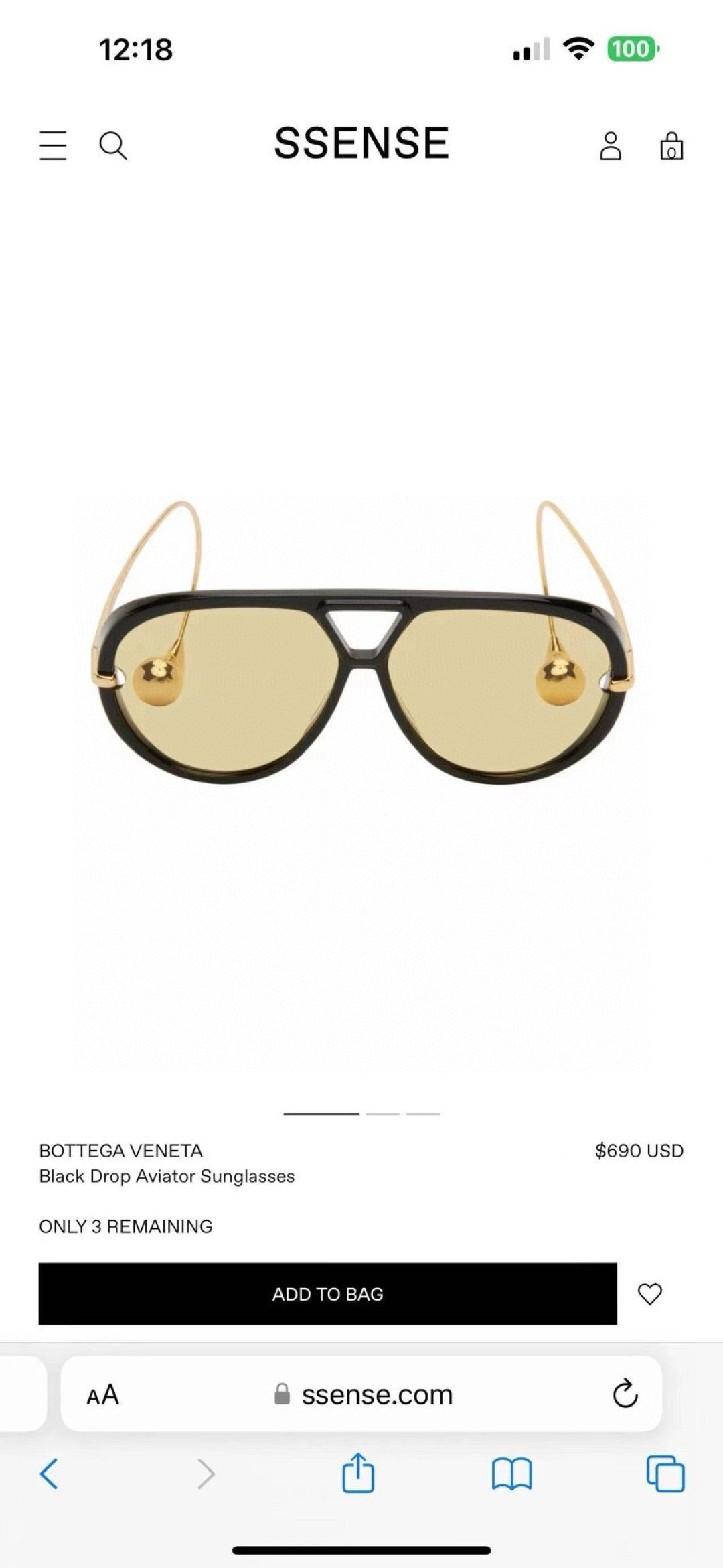 Bottega Veneta BV1273 Aviator Gold Lens Sunglasses for Men & Women - 416431