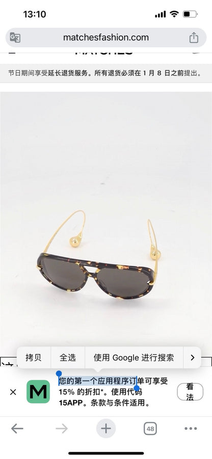Bottega Veneta BV1273 Aviator Red Lens Sunglasses for Men & Women