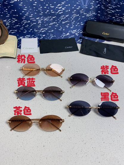 Cartier Lightweight Rimless Blue Lens Sunglasses for Men & Women - 415840 - detail image 12