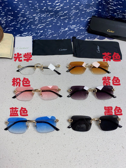 Cartier Lightweight Rimless Blue Lens Sunglasses for Men & Women - 449435 - detail image 12