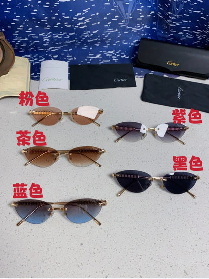 Cartier Lightweight Metal Rimless Pink Lens Sunglasses for Men & Women - detail image 12