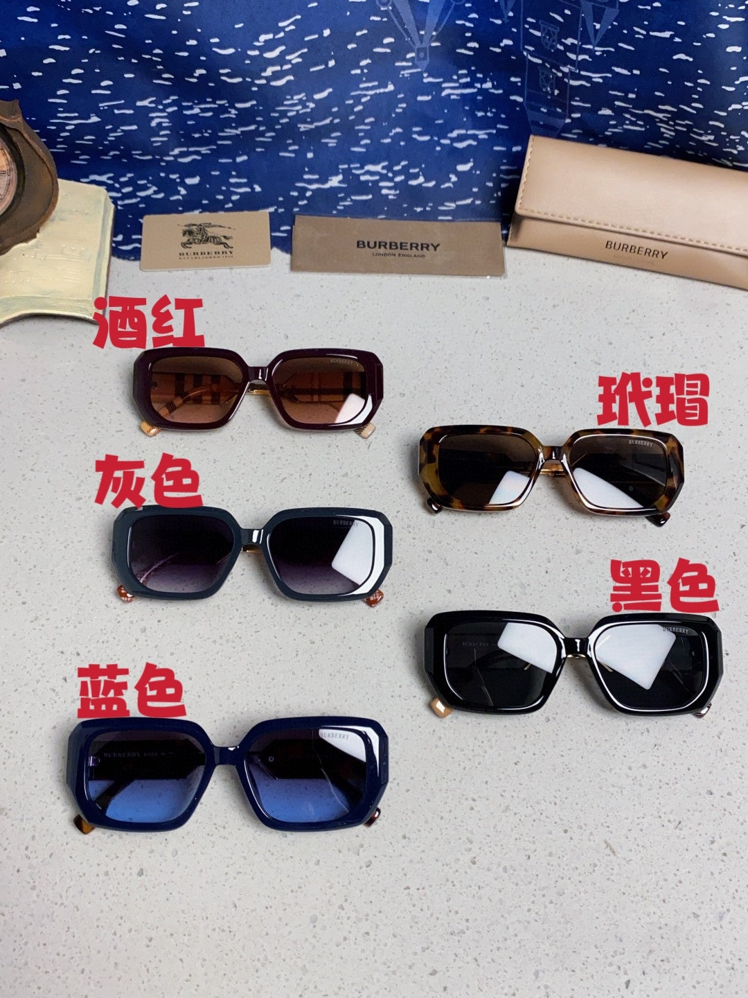 Burberry Rectangular Red Lens Sunglasses for Men & Women - detail image 12