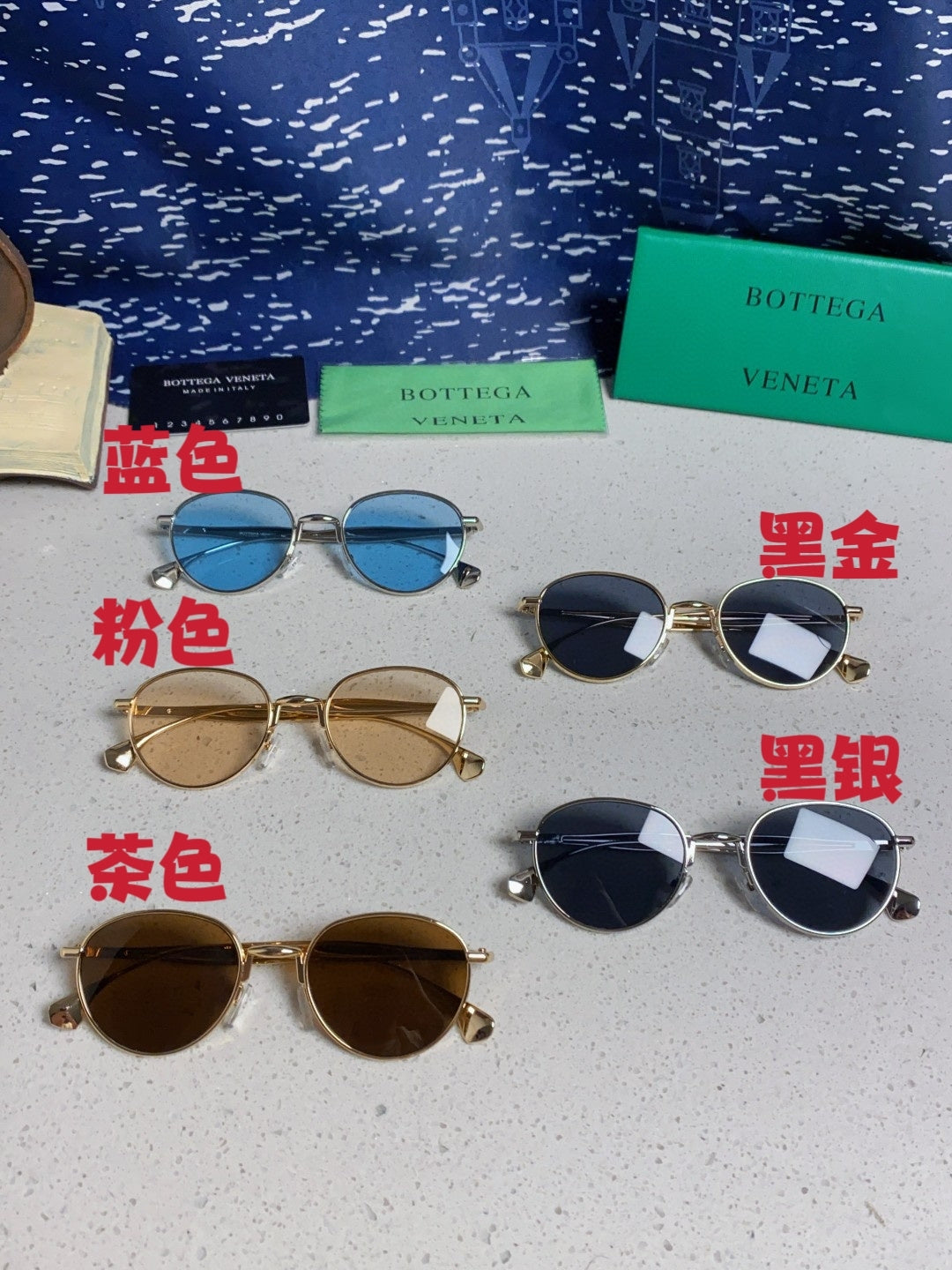 Bottega Veneta BV1396 Metal Oval Blue Lens Sunglasses for Men & Women - 487971 - detail image 11