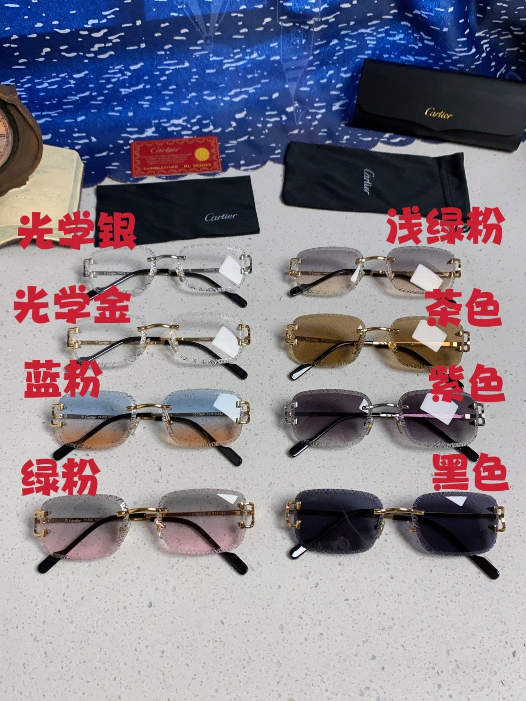 Cartier Metal Square Silver Lens Sunglasses for Men & Women - detail image 11
