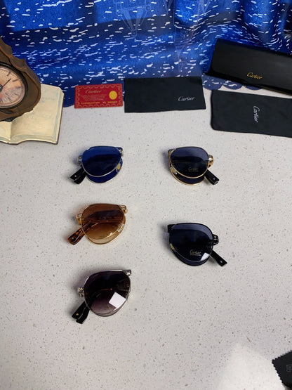 Cartier Folding Fashion Blue Lens Sunglasses for Men & Women - detail image 11