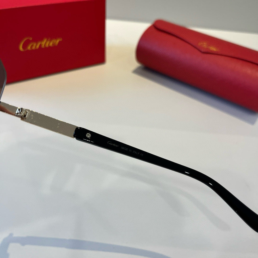 Cartier Lightweight Metal Rimless Brown Lens Sunglasses for Men & Wom - 935107 - detail image 9