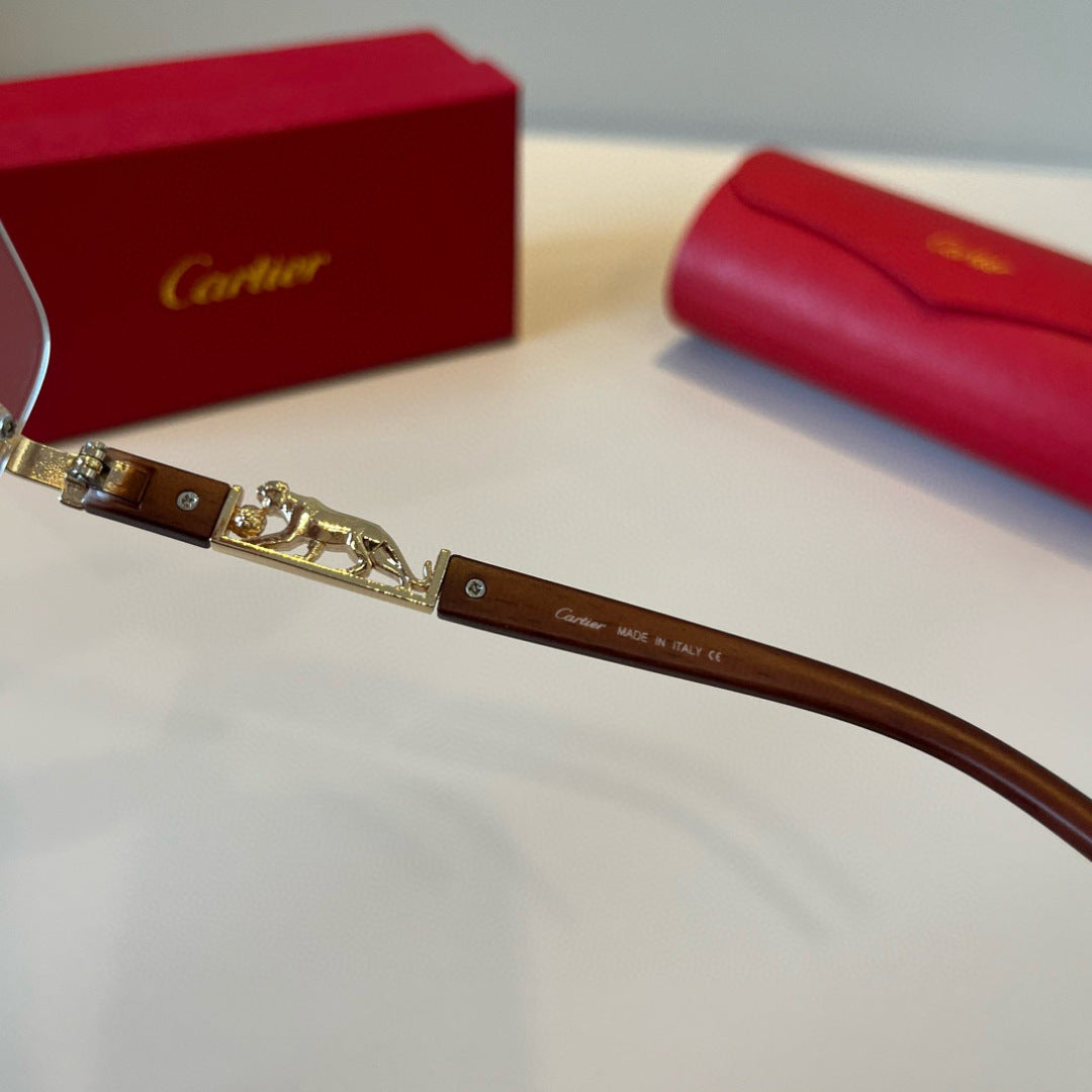 Cartier Lightweight Metal Rimless Silver Lens Sunglasses for Men & Wo - 372263 - detail image 5