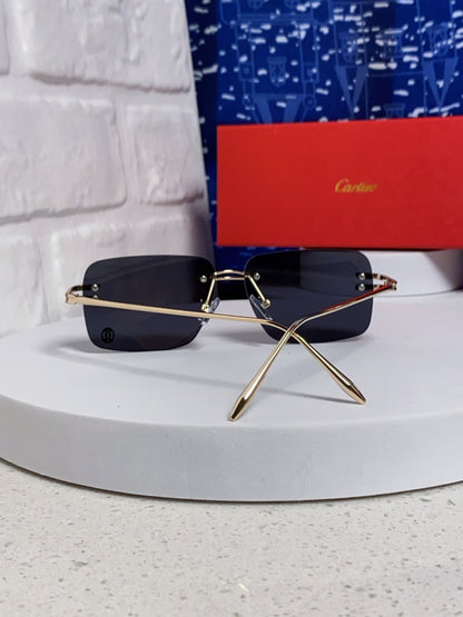 Cartier Lightweight Rimless Blue Lens Sunglasses for Men & Women - 465792 - detail image 3