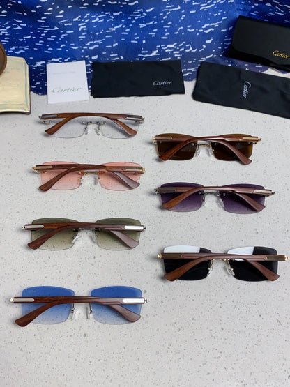 Cartier Lightweight Rimless Blue Lens Sunglasses for Men & Women - 998226 - detail image 11