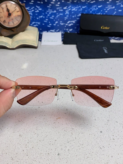 Cartier Lightweight Rimless Red Lens Sunglasses for Men & Women - 432336 - detail image 3