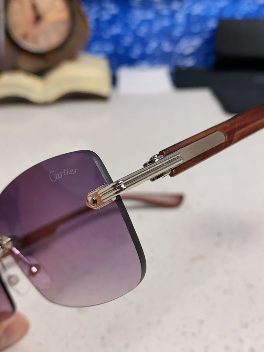 Cartier Lightweight Rimless Purple Lens Sunglasses for Men & Women - 432339 - detail image 6