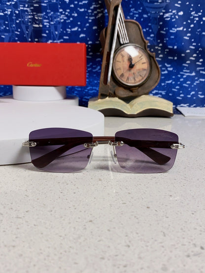 Cartier Lightweight Rimless Purple Lens Sunglasses for Men & Women - 432339 - detail image 8